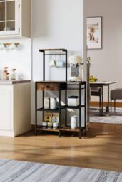 Living and Home Coffee Station with Drawer in Brown - thumbnail 3