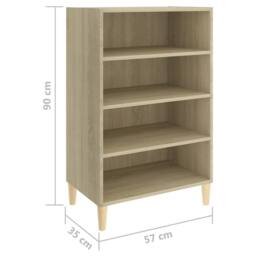 Berkfield Home Sideboard Sonoma Oak 57x35x90 cm Engineered Wood in Light Beige - Size: 57 x 35 x 90 cm - thumbnail 6