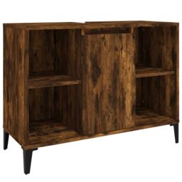 Berkfield Home Sink Cabinet Smoked Oak 80x33x60 cm Engineered Wood in Brown - Size: 80 x 33 x 60 cm - thumbnail 2