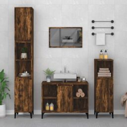 Berkfield Home Sink Cabinet Smoked Oak 80x33x60 cm Engineered Wood in Brown - Size: 80 x 33 x 60 cm - thumbnail 1