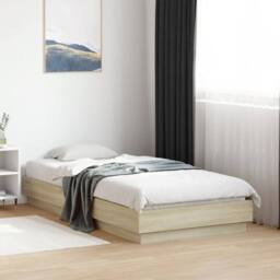 Berkfield Home Bed Frame without Mattress with LED Lights Sonoma Oak 90x190 cm Single in Brown - thumbnail 4