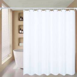 NESTLUNE Plain PEVA Shower Curtains Waterproof Bathroom Curtain in White - Size: 100 cm width x 210 cm drop - thumbnail 1