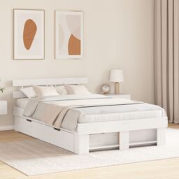 Berkfield Home with Drawer with Headboard with Storage White 120 x 200 cm Wood - thumbnail 1