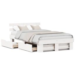 Berkfield Home with Drawer with Headboard with Storage White 120 x 200 cm Wood - thumbnail 4