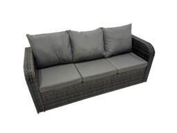 Fimous Rattan Garden Outdoor Furniture Set with 2 Side Tables 2 Small Stools in Dark Grey - thumbnail 3