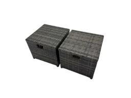 Fimous Rattan Garden Outdoor Furniture Set with 2 Side Tables 2 Small Stools in Dark Grey - thumbnail 6