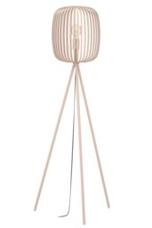 Eglo Romazzina Contemporary Caged Tripod Floor Lamp in Light Sand - thumbnail 1