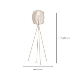 Eglo Romazzina Contemporary Caged Tripod Floor Lamp in Light Sand - thumbnail 3