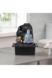 Garden Sanctuary Tabletop Buddha Decor Indoor Water Fountain in Grey - thumbnail 2
