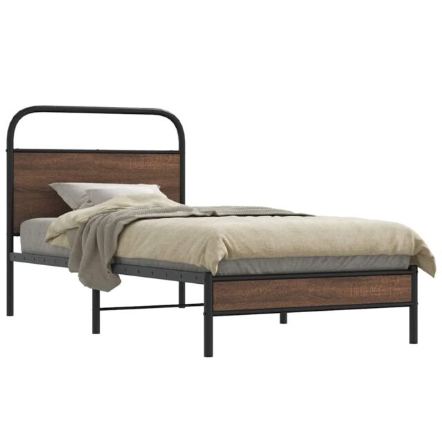 Berkfield Home Bed Frame without Mattress 100x200 cm Brown Oak Engineered Wood - image 1