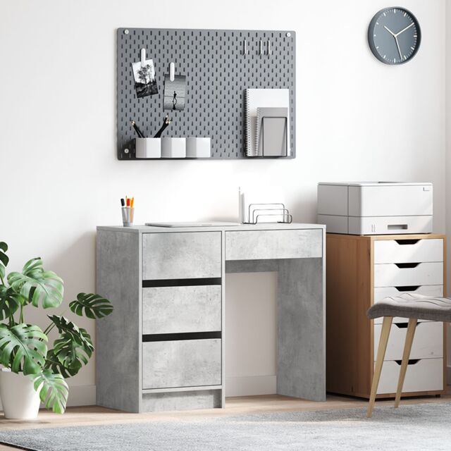 Berkfield Home Grey Writing Desk Concrete grey Concrete Standard Storage - image 1