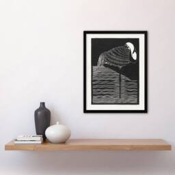 "Artery8 Stylised White Necked Crane De Mesquita Framed Wall Art Print in Black - Size: W12"" x H16""" - thumbnail 4