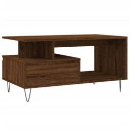 Berkfield Home Modern Coffee Table Brown Oak 90x49x45 cm Engineered Wood - Size: 90 x 49 x 45 cm - thumbnail 8