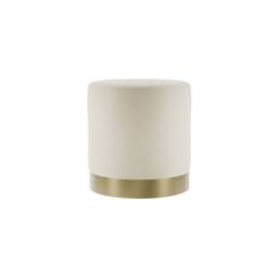 Lemon Pavilion Furniture Lara Small Pouffe - L41.5 x W41.5 x H44 cm - Cream/Gold Brushed in White - Size: 1 Pack