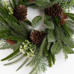 Scottish Everlastings Ltd 40cm Foliage Wreath with Cones in Green - thumbnail 3