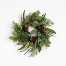 Scottish Everlastings Ltd 40cm Foliage Wreath with Cones in Green - thumbnail 2