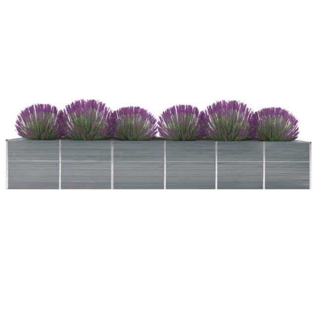 Berkfield Home Garden Raised Bed Galvanised Steel 480x80x77 cm Grey - Size: 480 x 80 x 77 cm - image 1