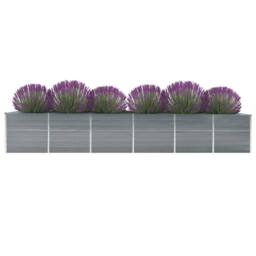 Berkfield Home Garden Raised Bed Galvanised Steel 480x80x77 cm Grey - Size: 480 x 80 x 77 cm - thumbnail 1