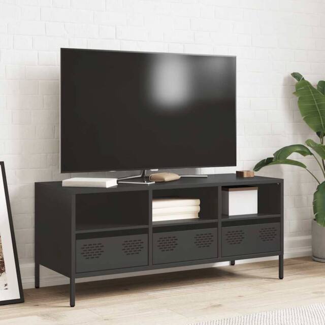 Berkfield Home TV Cabinet Black 101.5x39x43.5 cm Cold-rolled Steel - image 1