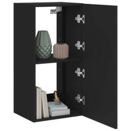 Berkfield Home TV Wall Cabinet with LED Lights Black 40.5x35x80 cm - thumbnail 6