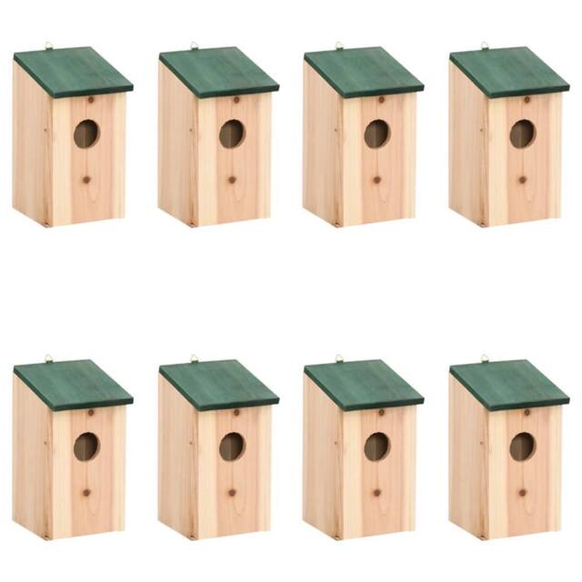 Berkfield Home Bird Houses 8 pcs Wood 12x12x22 cm in Beige - Size: 12 x 12 x 22 cm - image 1