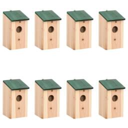 Berkfield Home Bird Houses 8 pcs Wood 12x12x22 cm in Beige - Size: 12 x 12 x 22 cm - thumbnail 1