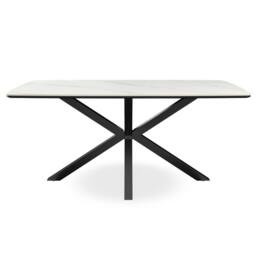 More4Homes Juno White marble Ceramic Dining Table & 8 Raye Velvet Chairs in Grey - thumbnail 3
