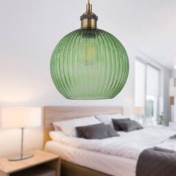 First Choice Lighting Set of 2 Betchley - Antique Brass Braided Pendants with Green Shade - thumbnail 4