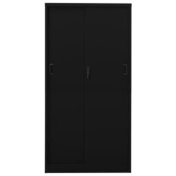 Berkfield Home Office Cabinet with Sliding Door Black 90x40x180 cm Steel - Size: 90 x 40 x 180 cm - thumbnail 4