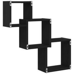 Berkfield Home Wall Cube Shelves Black Oak 68x15x68 cm Engineered Wood - Size: 68 x 15 x 68 cm - thumbnail 7