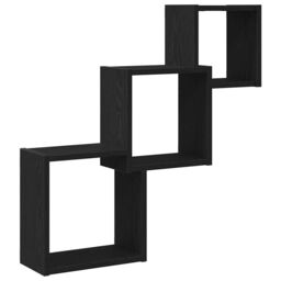 Berkfield Home Wall Cube Shelves Black Oak 68x15x68 cm Engineered Wood - Size: 68 x 15 x 68 cm - thumbnail 2