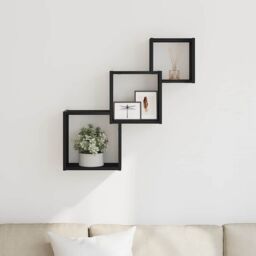 Berkfield Home Wall Cube Shelves Black Oak 68x15x68 cm Engineered Wood - Size: 68 x 15 x 68 cm - thumbnail 3