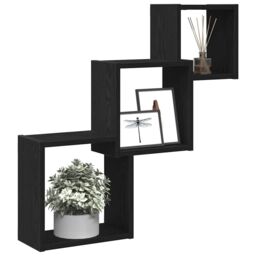 Berkfield Home Wall Cube Shelves Black Oak 68x15x68 cm Engineered Wood - Size: 68 x 15 x 68 cm - thumbnail 4