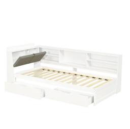 STILVORA 3ft Single Day Bed with Storage Drawers & USB, White - thumbnail 6