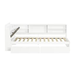 STILVORA 3ft Single Day Bed with Storage Drawers & USB, White - thumbnail 9