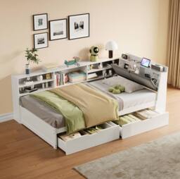 STILVORA 3ft Single Day Bed with Storage Drawers & USB, White