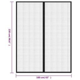 Berkfield Home Insect Door Curtains 2 pcs with Magnet Blocks Black 230x160 cm - thumbnail 8