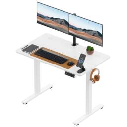 NESTLUNE 100x60cm Electric Standing Desk for Home Office White - Size: 100 cm x 15 cm - thumbnail 1