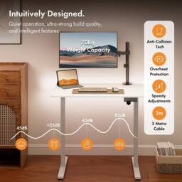 NESTLUNE 100x60cm Electric Standing Desk for Home Office White - Size: 100 cm x 15 cm - thumbnail 4