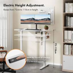 NESTLUNE 100x60cm Electric Standing Desk for Home Office White - Size: 100 cm x 15 cm - thumbnail 3