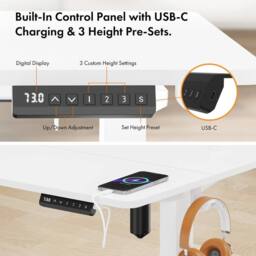 NESTLUNE 100x60cm Electric Standing Desk for Home Office White - Size: 100 cm x 15 cm - thumbnail 6