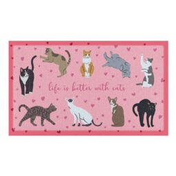 Artsy Mats Life Is Better With Cats Doormat (70 x 40cm) in White - Size: 40 cm x 70 cm - thumbnail 2