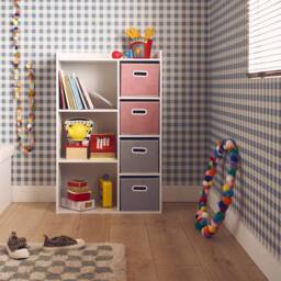 sweeek Children's storage unit with 4 velvet baskets in Pink - thumbnail 3