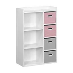sweeek Children's storage unit with 4 velvet baskets in Pink - thumbnail 2