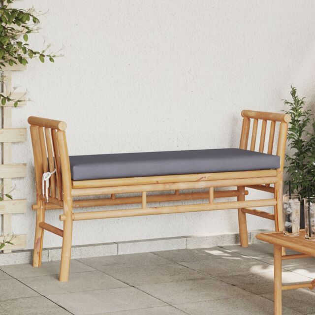 Berkfield Home Garden Bench with Cushion 110 cm Bamboo in Charcoal - image 1