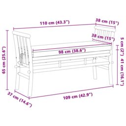 Berkfield Home Garden Bench with Cushion 110 cm Bamboo in Charcoal - thumbnail 8