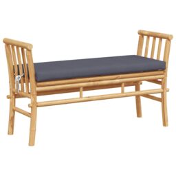 Berkfield Home Garden Bench with Cushion 110 cm Bamboo in Charcoal - thumbnail 2