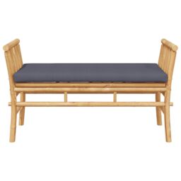 Berkfield Home Garden Bench with Cushion 110 cm Bamboo in Charcoal - thumbnail 4