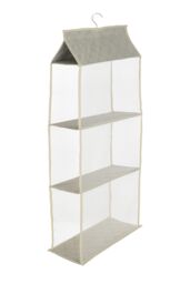 Living and Home 3-tier Hanging Handbag Purse Organizer Wardrobe Closet Space Saving Handbag Storage in Beige - thumbnail 2