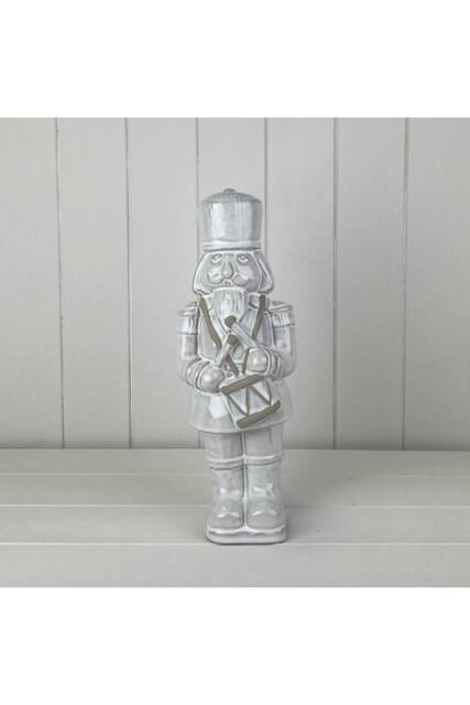 KDMD Festive Glazed Ceramic Nutcracker Ornament with Textured Detail - 33mm in Grey - image 1